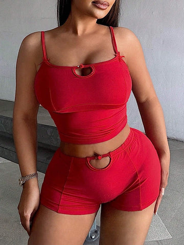 Comfortable Hollow Out Floral Top And Pants Set For Casual Homewear Comfortable Hollow Out Floral Top And Pants Set For Casual Homewear