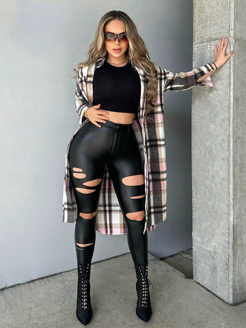 SXY Cut Out PU Leather Skinny Pants SXY Cut Out PU Leather Skinny Pants