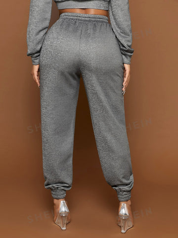 SXY Drawstring Waist Ripped Sweatpants SXY Drawstring Waist Ripped Sweatpants