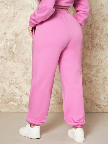 SXY Drawstring Waist Solid Color Sweatpants SXY Drawstring Waist Solid Color Sweatpants