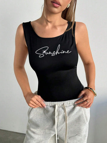 Faux-Gemstone Sunshine Design Women's Casual Crew Neck Romper For Daily Wear, Summer Faux-Gemstone Sunshine Design Women's Casual Crew Neck Romper For Daily Wear, Summer