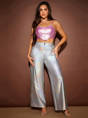 SXY Holographic Wide Leg Pants SXY Holographic Wide Leg Pants