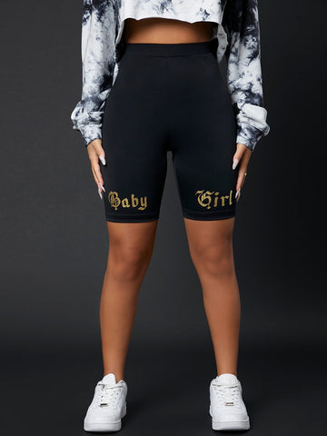 SXY Letter Graphic Biker Shorts SXY Letter Graphic Biker Shorts