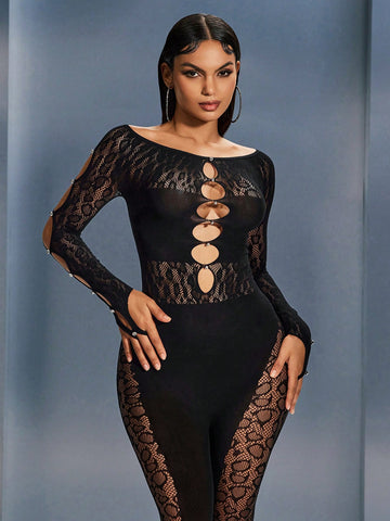 One-Piece Clothing Sexy Valentine's Day Seamless High Elastic Hollow Detail Jacquard Pattern Jumpsuit, Suitable For Dating, Party, Bachelor Party Outfit, Nightclub, Coquettish, Casual And Versatile Outing One-Piece Clothing Sexy Valentine's Day Seamless High Elastic Hollow Detail Jacquard Pattern Jumpsuit, Suitable For Dating, Party, Bachelor Party Outfit, Nightclub, Coquettish, Casual And Versatile Outing
