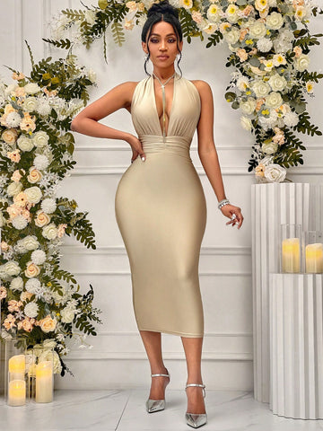 SXY Sexy Women's Deep V-Neck Halter Sleeveless Dress SXY Sexy Women's Deep V-Neck Halter Sleeveless Dress