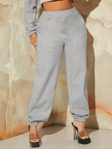 SXY Solid Elastic Waist Sweatpants SXY Solid Elastic Waist Sweatpants
