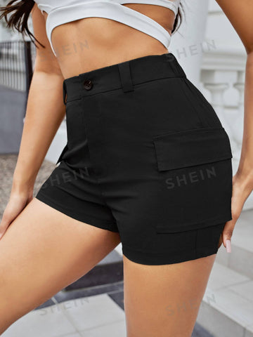 SXY Solid Flap Pockets Utility Shorts SXY Solid Flap Pockets Utility Shorts