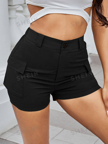 SXY Solid Flap Pockets Utility Shorts SXY Solid Flap Pockets Utility Shorts