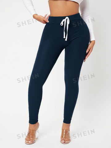 SXY Solid Knot Front Skinny Sweatpants SXY Solid Knot Front Skinny Sweatpants