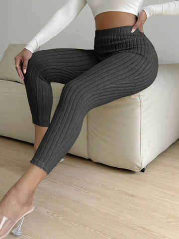 SXY Solid Ribbed Knit Leggings SXY Solid Ribbed Knit Leggings