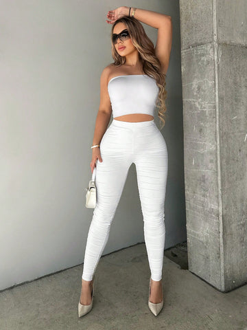 SXY Solid Ruched Leggings SXY Solid Ruched Leggings