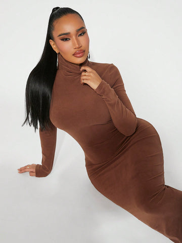SXY Women'S High Neck Slim Fit Knit Dress SXY Women'S High Neck Slim Fit Knit Dress