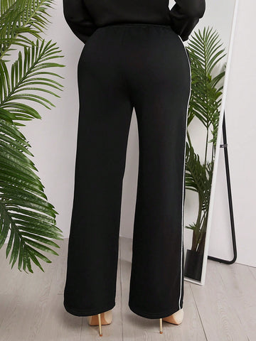 SXY Women's Colorblock Rolled Hem Straight Sweatpants SXY Women's Colorblock Rolled Hem Straight Sweatpants