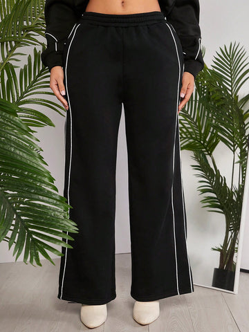 SXY Women's Colorblock Rolled Hem Straight Sweatpants SXY Women's Colorblock Rolled Hem Straight Sweatpants