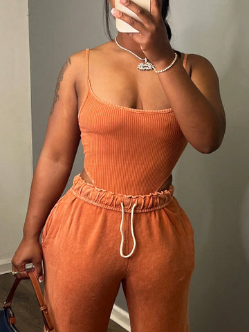 Women's Ribbed Racerback Bodysuit In Solid Color, Summer Women's Ribbed Racerback Bodysuit In Solid Color, Summer