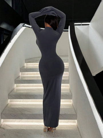 SXY Women's Slimming Turtleneck Long Sleeve Dress With Hand Covers SXY Women's Slimming Turtleneck Long Sleeve Dress With Hand Covers