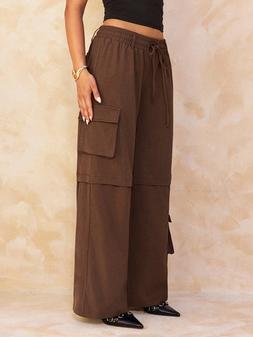 SXY Women's Solid Color Drawstring Pocket Casual Pants SXY Women's Solid Color Drawstring Pocket Casual Pants