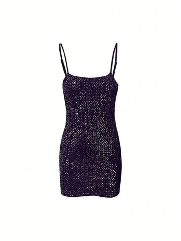 Women's Solid Color Pearl Decor Fitted Casual Mini Dress, Sleeveless Women's Solid Color Pearl Decor Fitted Casual Mini Dress, Sleeveless