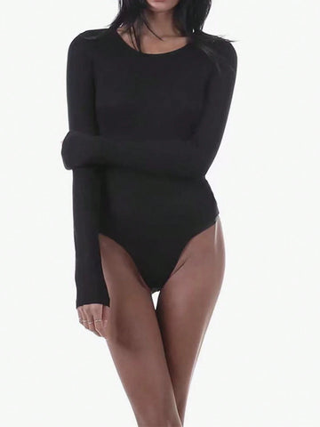 Women's Solid Color Simple Backless Strap Bodysuit Women's Solid Color Simple Backless Strap Bodysuit