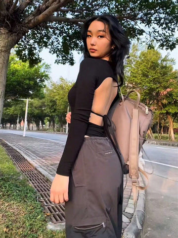 Women's Solid Color Simple Backless Strap Bodysuit Women's Solid Color Simple Backless Strap Bodysuit