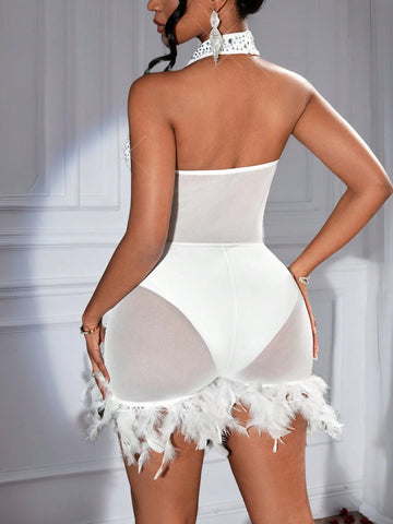 2024 New Sexy & Elegant High-End Party Mesh Sequin Bubble Strap Sheer Jumpsuit For Women 2024 New Sexy & Elegant High-End Party Mesh Sequin Bubble Strap Sheer Jumpsuit For Women
