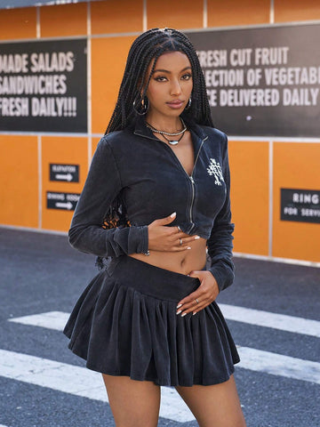 2pcs Women Street Style Snow Flake Fabric Sets 2pcs Women Street Style Snow Flake Fabric Sets