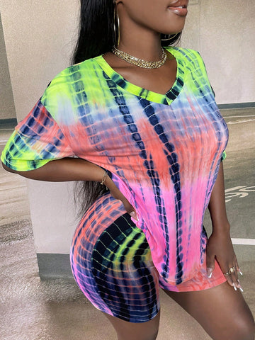 Tie Dye Drop Shoulder Tee & Shorts Tie Dye Drop Shoulder Tee & Shorts