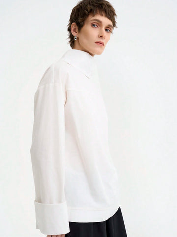 Women's Fashion Commuting Casual Comfy Long Sleeve Turndown Collar Loose Design Pure Cotton Solid Color Shirt Women's Fashion Commuting Casual Comfy Long Sleeve Turndown Collar Loose Design Pure Cotton Solid Color Shirt