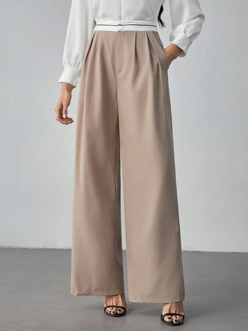 Tall Contrast Color Pocket Casual Suit Wide-Leg Pants Tall Contrast Color Pocket Casual Suit Wide-Leg Pants