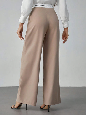 Tall Contrast Color Pocket Casual Suit Wide-Leg Pants Tall Contrast Color Pocket Casual Suit Wide-Leg Pants