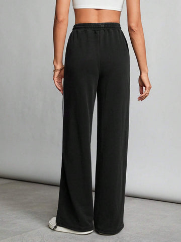 Tall Contrast Tape Drawstring Waist Gray Sweatpants Tall Contrast Tape Drawstring Waist Gray Sweatpants