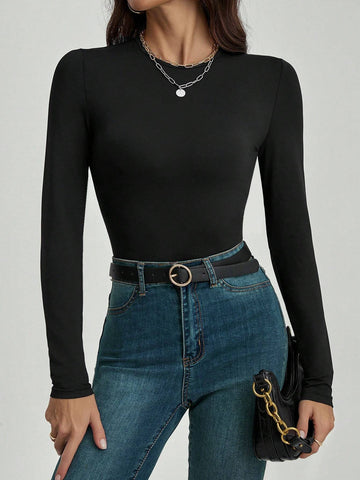 Solid Slim Fit Spring Women Bodysuit Solid Slim Fit Spring Women Bodysuit