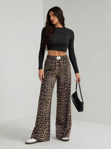 Tall Women Leopard Print Casual Lounge Pants Tall Women Leopard Print Casual Lounge Pants
