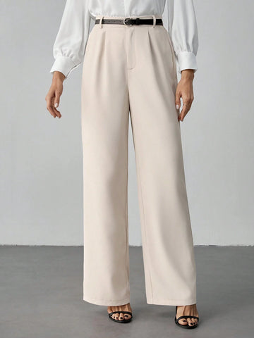 Tall Women's Casual Straight-Leg Pants With Waist Belt Tall Women's Casual Straight-Leg Pants With Waist Belt