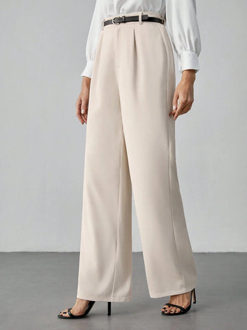 Tall Women's Casual Straight-Leg Pants With Waist Belt Tall Women's Casual Straight-Leg Pants With Waist Belt
