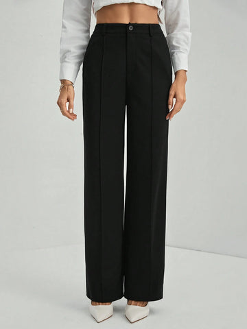 Tall Women's Solid Black Straight Pants Tall Women's Solid Black Straight Pants
