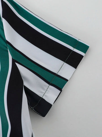 Tween Boy Striped Shirt & Drawstring Waist Shorts Without Tee Tween Boy Striped Shirt & Drawstring Waist Shorts Without Tee