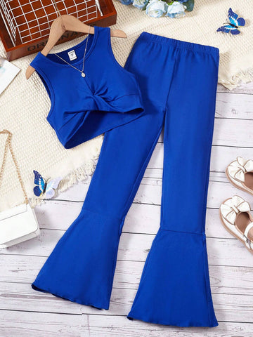 Tween Girl Twist Front Tank Top & Flare Leg Pants Set Tween Girl Twist Front Tank Top & Flare Leg Pants Set