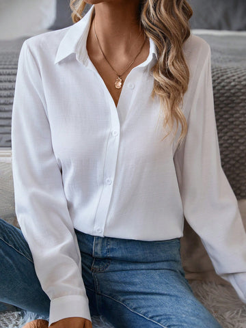 Solid Button Front Shirt Solid Button Front Shirt