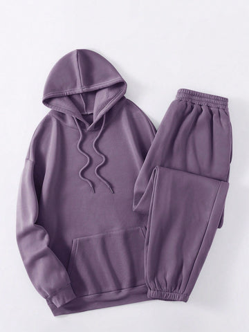 Women's Cartoon And Slogan Print Fleece Hoodie And Pants Set Women's Cartoon And Slogan Print Fleece Hoodie And Pants Set