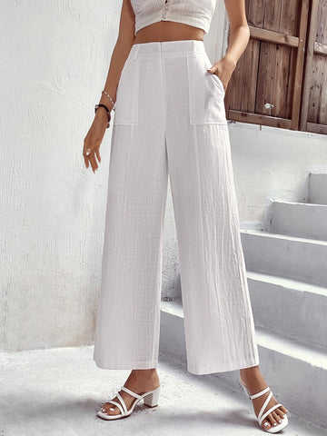 VCAY High Waist Slant Pocket Wide Leg Pants VCAY High Waist Slant Pocket Wide Leg Pants