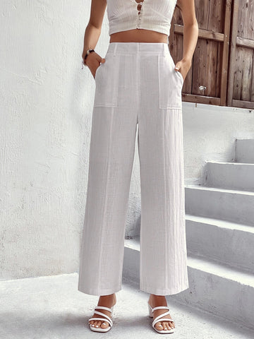 VCAY High Waist Slant Pocket Wide Leg Pants VCAY High Waist Slant Pocket Wide Leg Pants