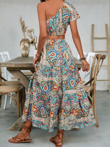 Peasants' Paisley Crop Top And Skirt Set Peasants' Paisley Crop Top And Skirt Set