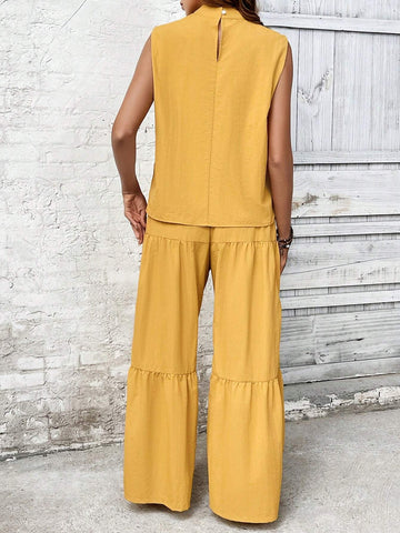 Sleeveless Top & Wide Leg Pants Set Sleeveless Top & Wide Leg Pants Set
