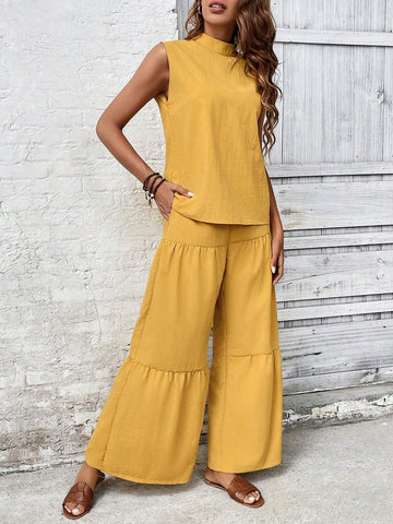 Sleeveless Top & Wide Leg Pants Set Sleeveless Top & Wide Leg Pants Set