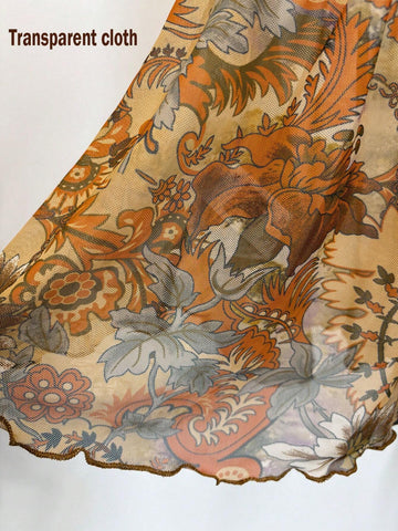 VCAY Women's Casual Floral Print V-Neck Bell Sleeve Blouse, Vacation Wear, Autumn VCAY Women's Casual Floral Print V-Neck Bell Sleeve Blouse, Vacation Wear, Autumn