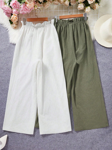 VCAY Women's Vacation Elastic Waist Wide-Leg Pants VCAY Women's Vacation Elastic Waist Wide-Leg Pants