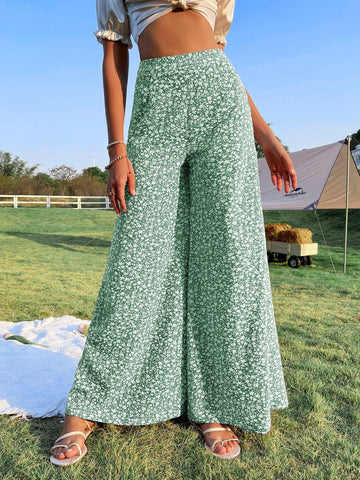 WYWH Ditsy Floral Print High Waist Wide Leg Pants WYWH Ditsy Floral Print High Waist Wide Leg Pants