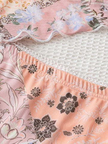 Summer Vacation Patchwork Printed Halter Top And Skirt Set Summer Vacation Patchwork Printed Halter Top And Skirt Set