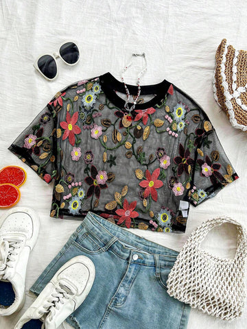 Summer Vacation Women Floral Embroidery Fashion Women Top,Ladies Sexy Lettuce Summer Vacation Women Floral Embroidery Fashion Women Top,Ladies Sexy Lettuce